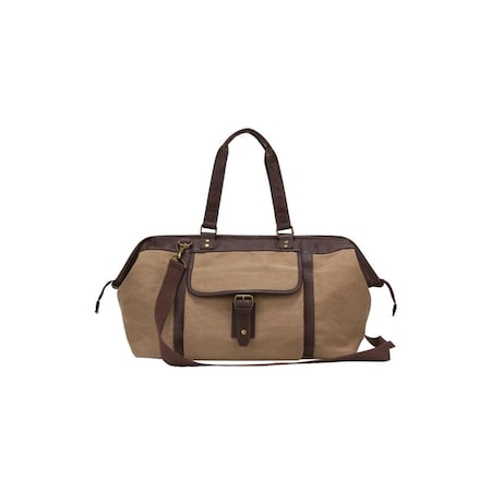 Cartones Vintage Cotton Canvas Weekend Overnight Travel Duffel Brown CA3006596
